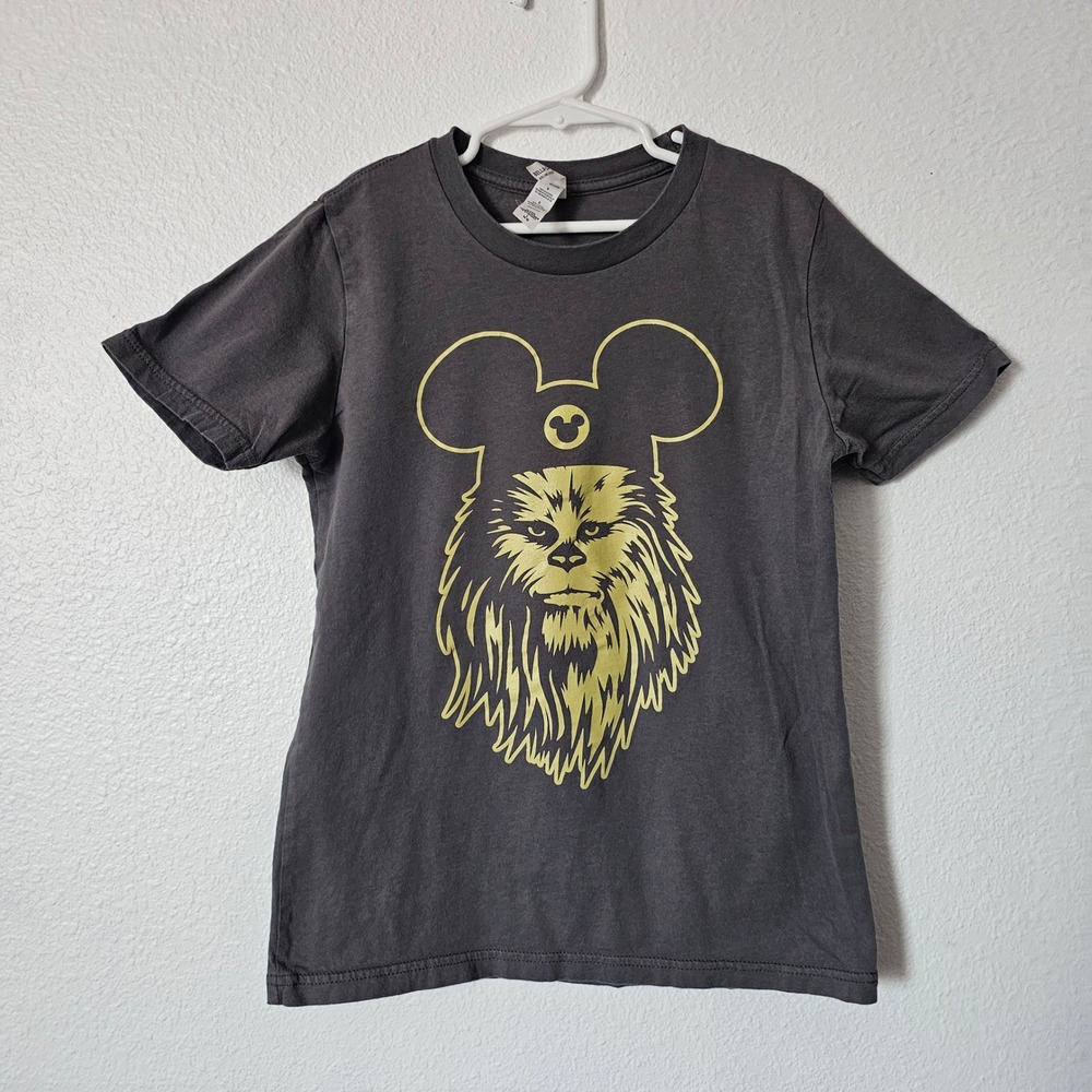 Bella Canvas Kids Star Wars Chewbacca Mickey Ears T-Shirt Gray Gold Large 14-16